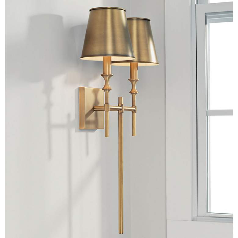 Image 1 Capital Whitney 26" High Aged Brass 2-Light Wall Sconce