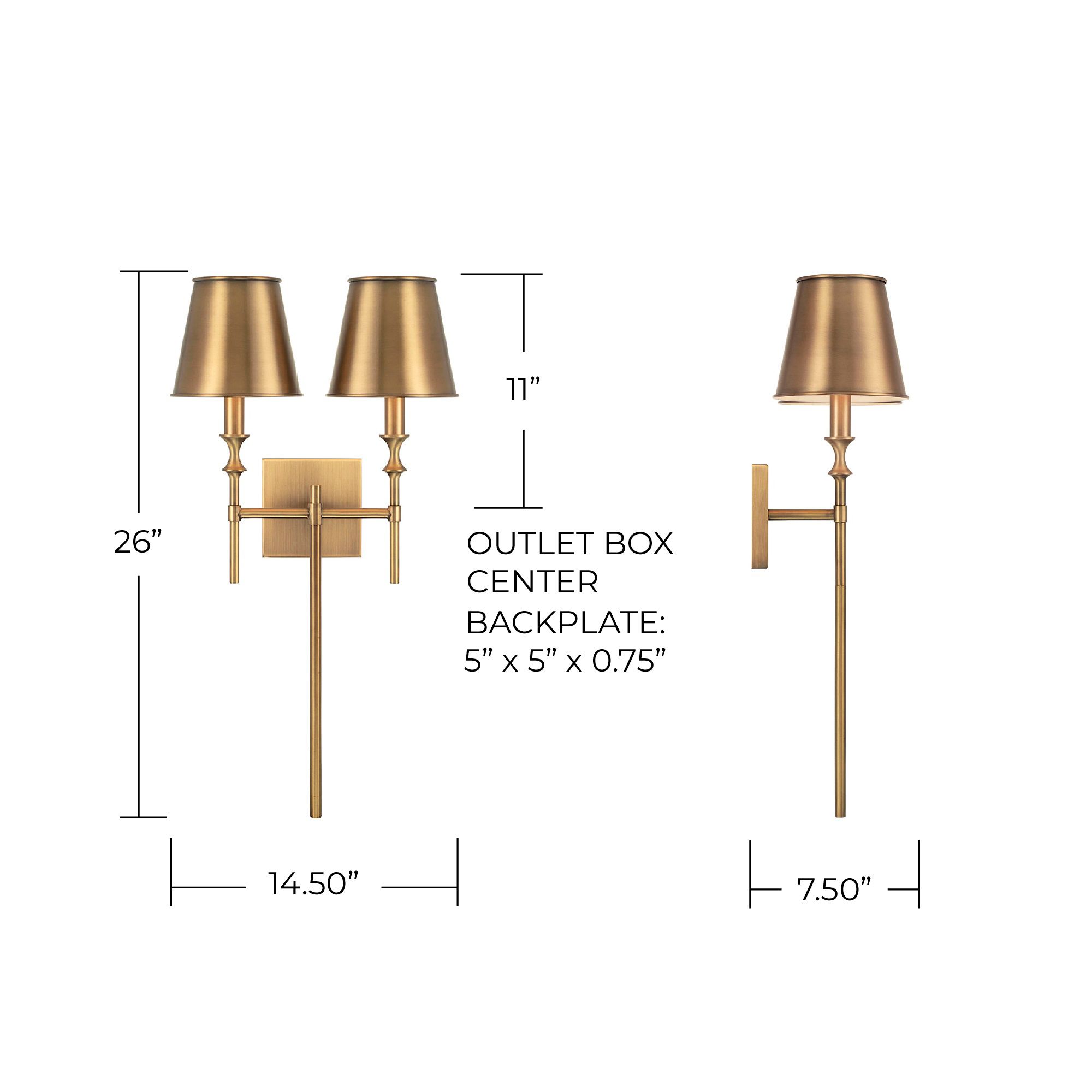 Image 6 Capital Whitney 26" High Aged Brass 2-Light Wall Sconce more views