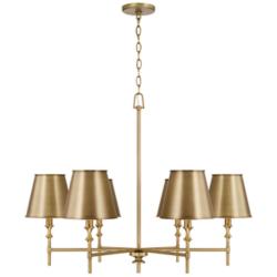 Capital Whitney 34" Wide Aged Brass 6-Light Chandelier