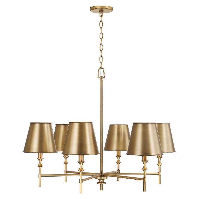 Image 5 Capital Whitney 34" Wide Aged Brass 6-Light Chandelier more views