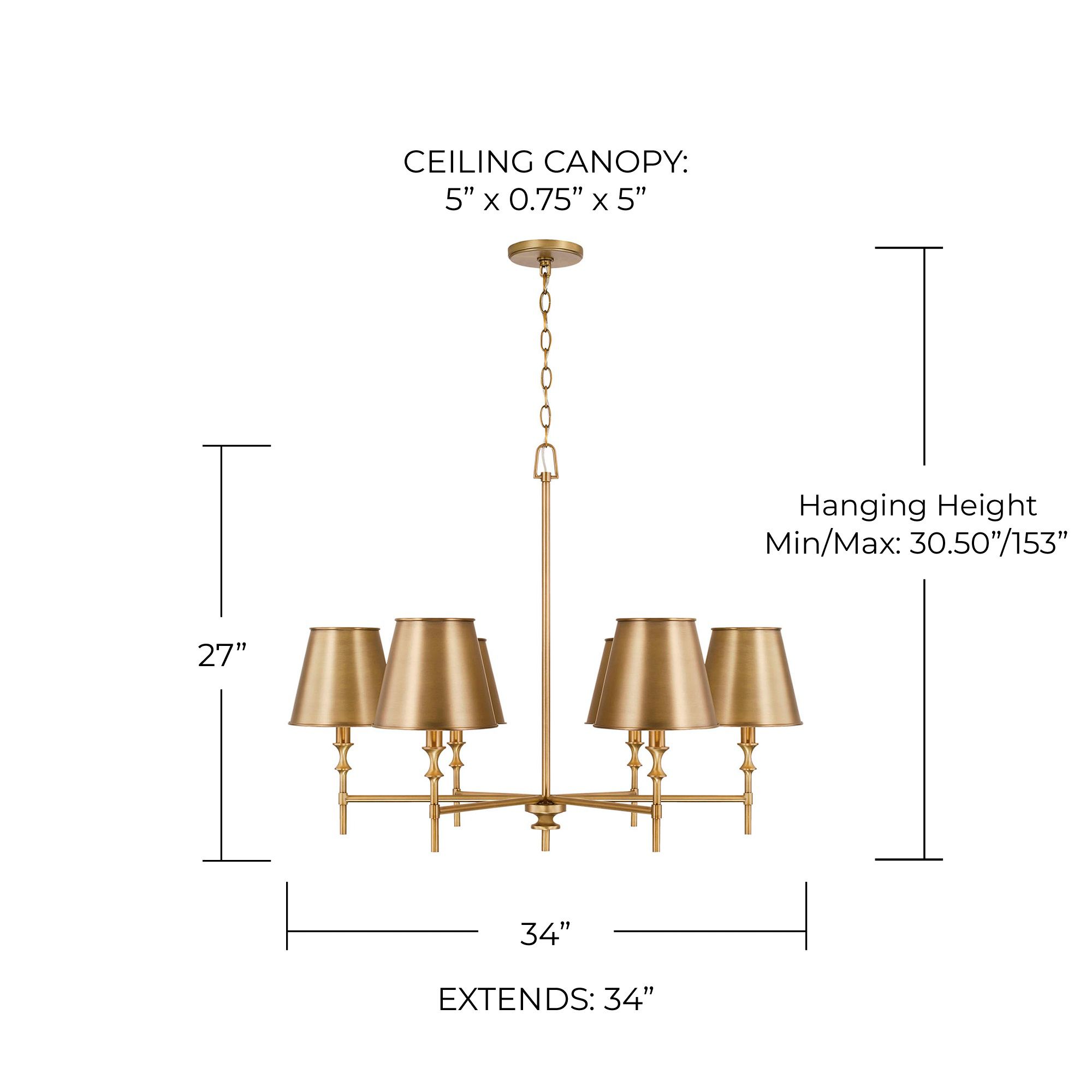 Capital Whitney 34" Wide Aged Brass 6-Light Chandelier