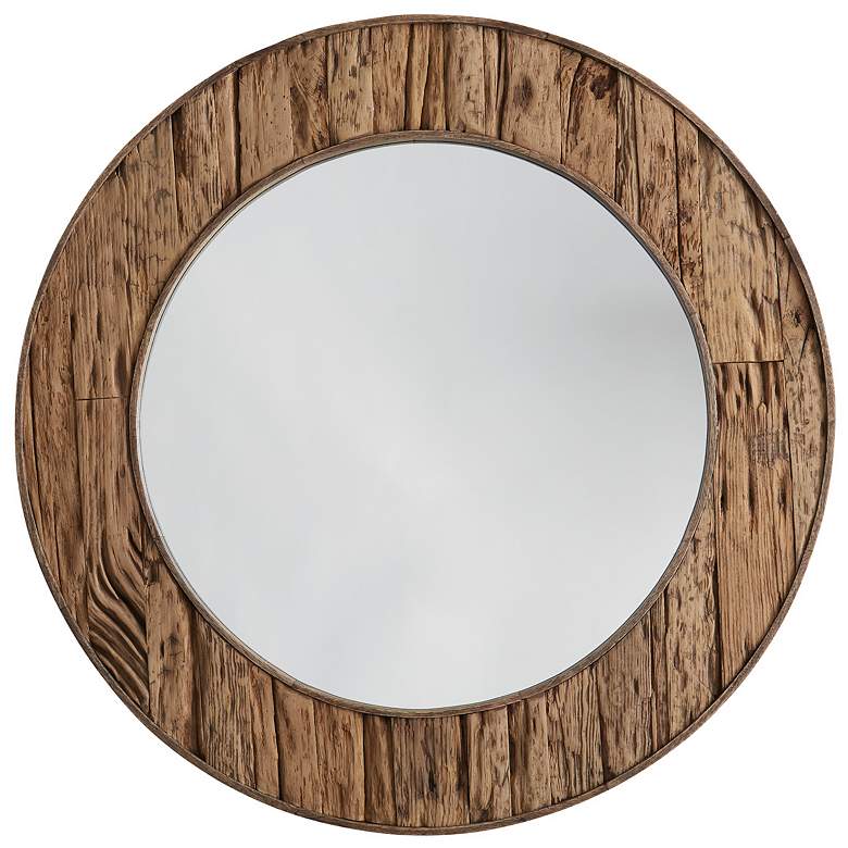 Image 1 Capital Wickland 33 1/2" Reclaimed Railroad Ties Round Wall Mirror