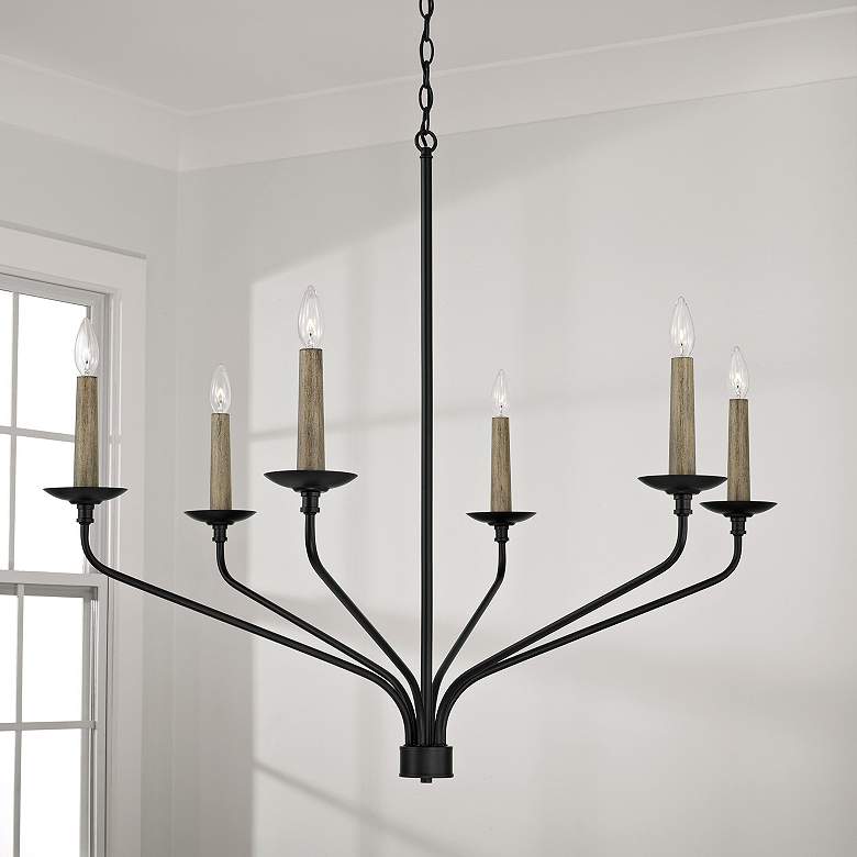 Image 1 Capital Wilder 41" Wide Matte Black 6-Light Chandelier