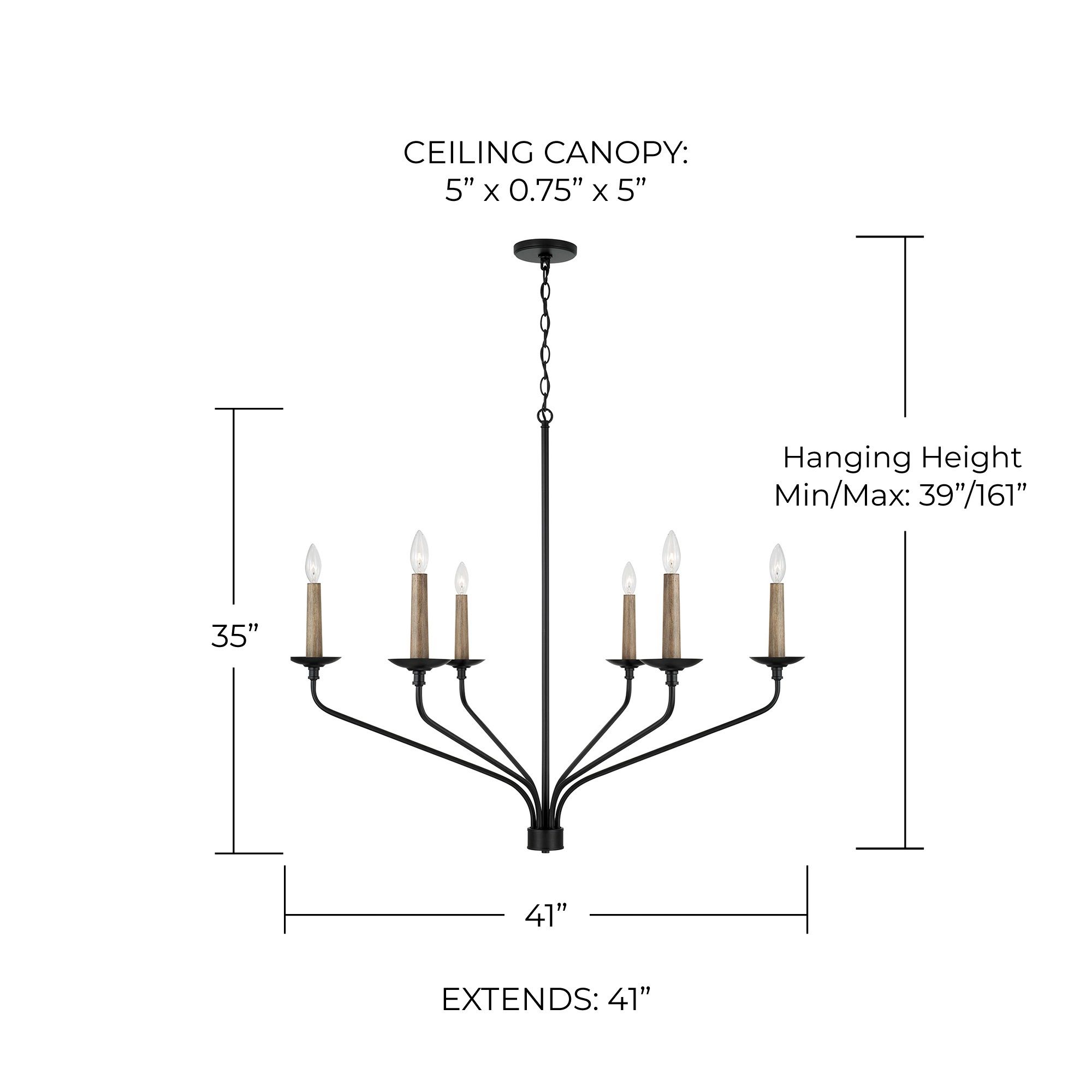 Image 7 Capital Wilder 41" Wide Matte Black 6-Light Chandelier more views