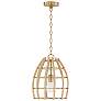 2_Capital Wren 12" Wide Matte Brass and Rattan Mini Pendant