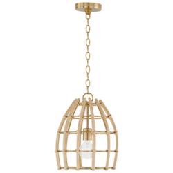 Capital Wren 12" Wide Matte Brass and Rattan Mini Pendant