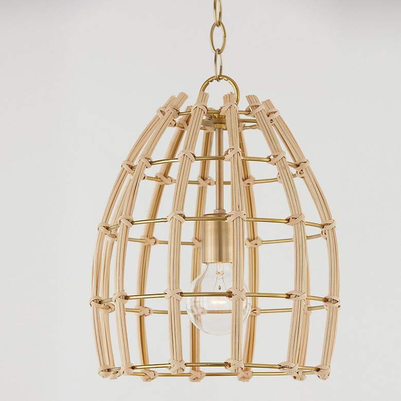 Image 5 Capital Wren 12" Wide Matte Brass and Rattan Mini Pendant more views