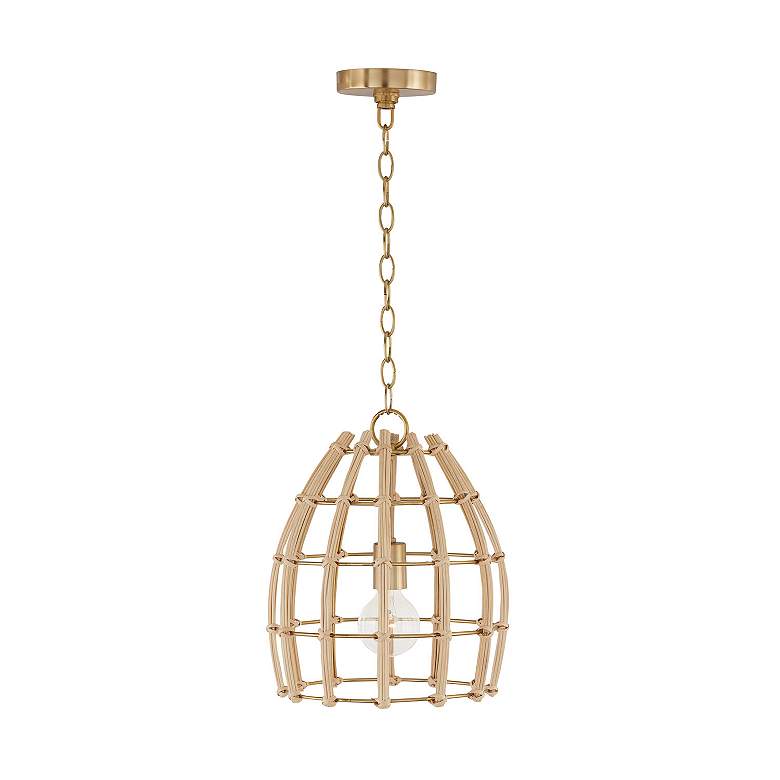 Image 6 Capital Wren 12" Wide Matte Brass and Rattan Mini Pendant more views