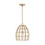 6_Capital Wren 12" Wide Matte Brass and Rattan Mini Pendant more views