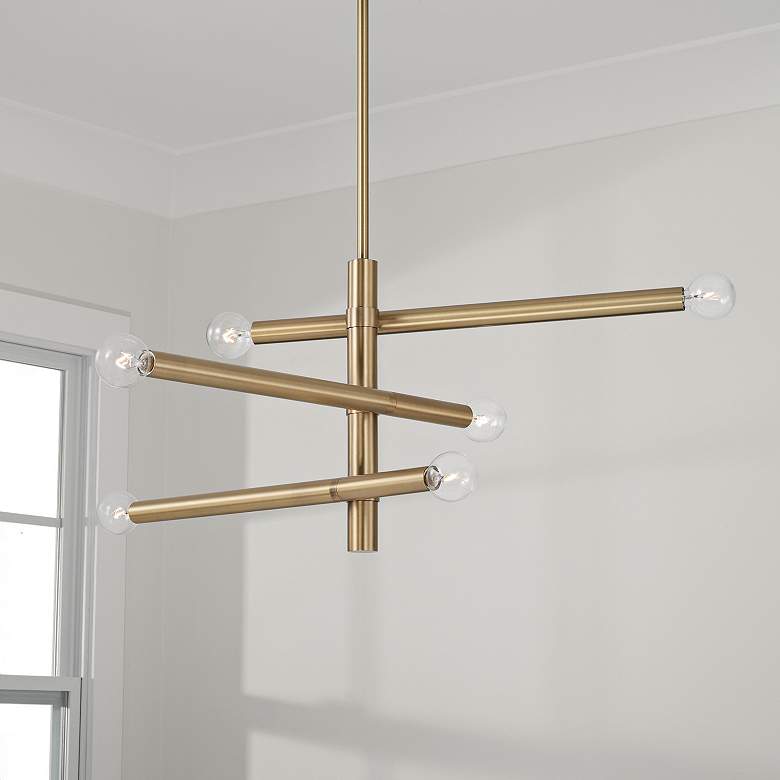 Image 1 Capital Zane 26" Wide Aged Brass 6-Light Chandelier