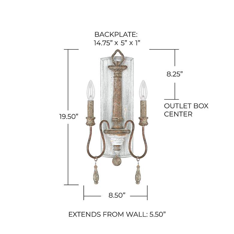 Image 3 Capital Zoe 19 1/2" High French Antique 2-Light Wall Sconce more views