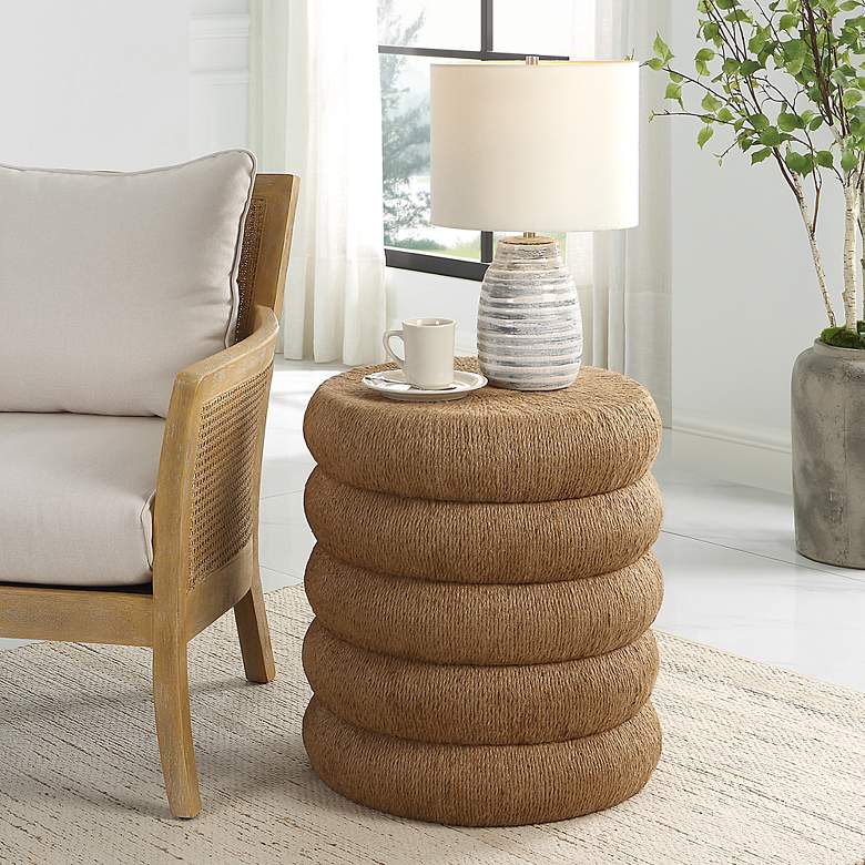 Image 1 Capitan 20 1/2" Wide Natural Braided Rope Scallop Side Table
