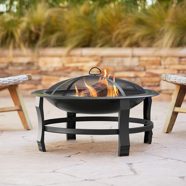 Image 1 Capitan 30 inch Wide Round Steel Outdoor Fire Pit