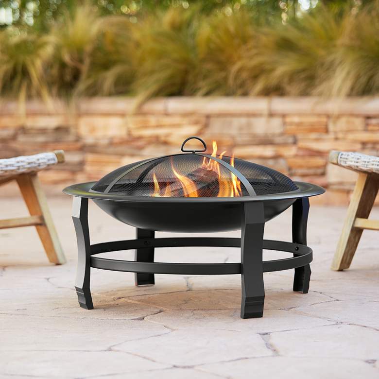 Image 1 Capitan 30" Wide Round Steel Outdoor Fire Pit