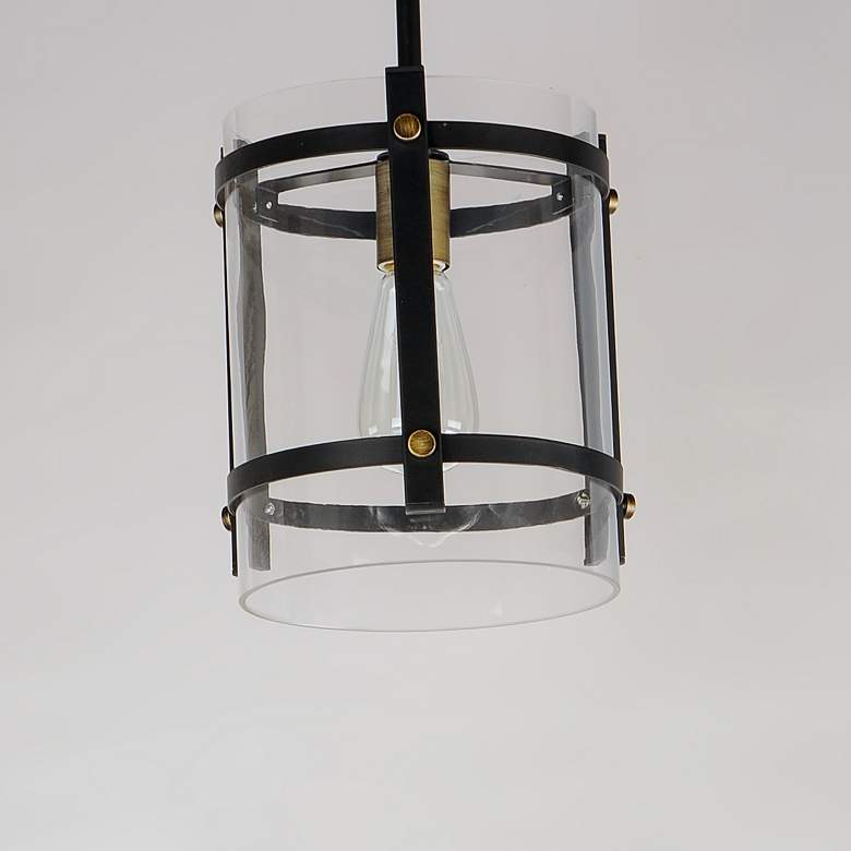 Image 5 Capitol 9 1/2"W Matte Black and Antique Brass Mini Pendant more views