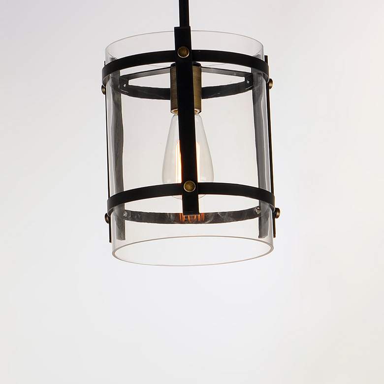 Image 6 Capitol 9 1/2"W Matte Black and Antique Brass Mini Pendant more views