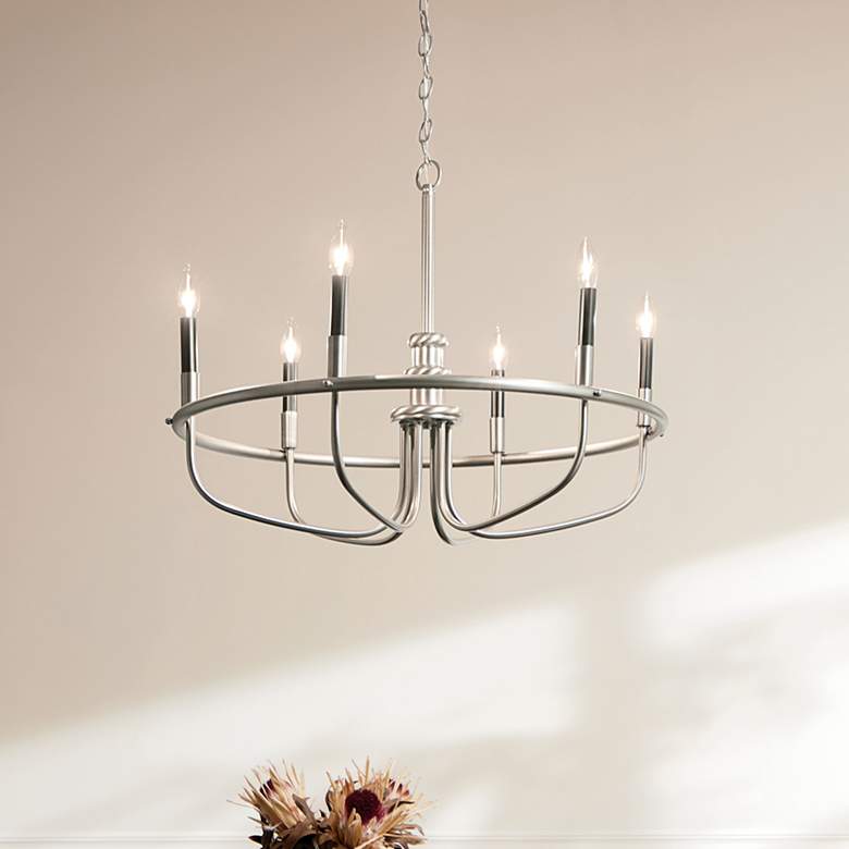 Image 1 Capitol Hill 28 3/4" Wide Brushed Nickel 6-Light Chandelier