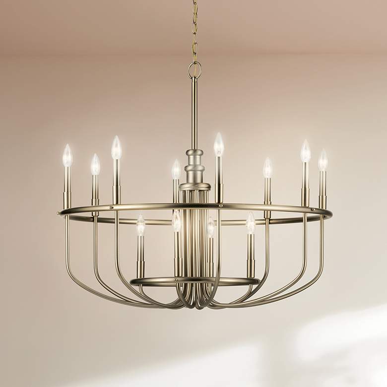 Image 1 Capitol Hill 34 3/4" Wide Brushed Nickel 12-Light Chandelier