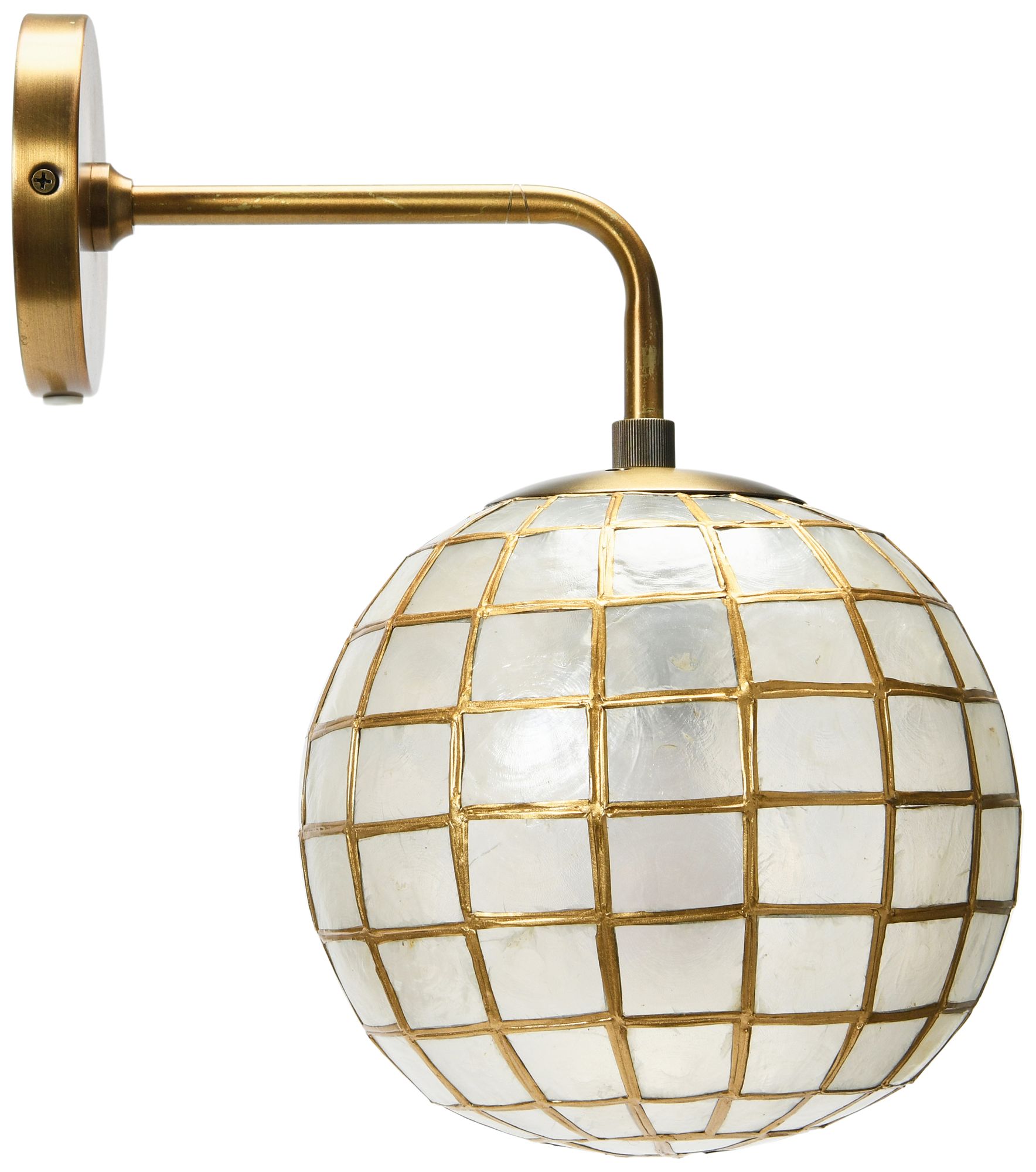 Image 6 Capiz and Metal Wall Sconce with Detail, Brass more views