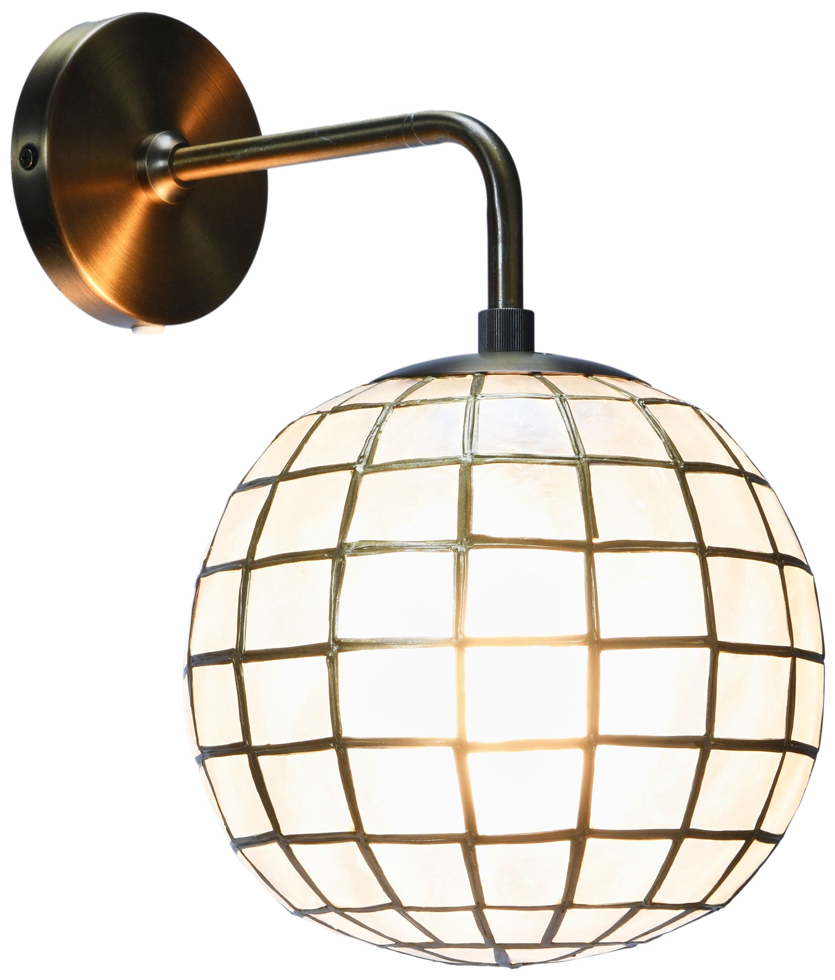 Image 7 Capiz and Metal Wall Sconce with Detail, Brass more views