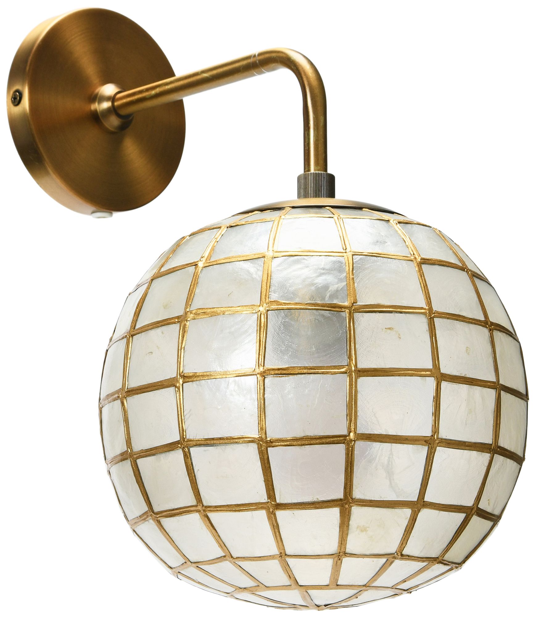 Capiz and Metal Wall Sconce with Detail, Brass