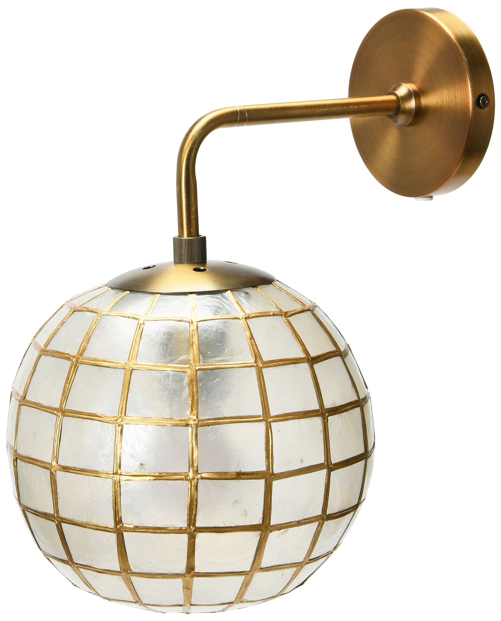 Capiz and Metal Wall Sconce with Detail, Brass