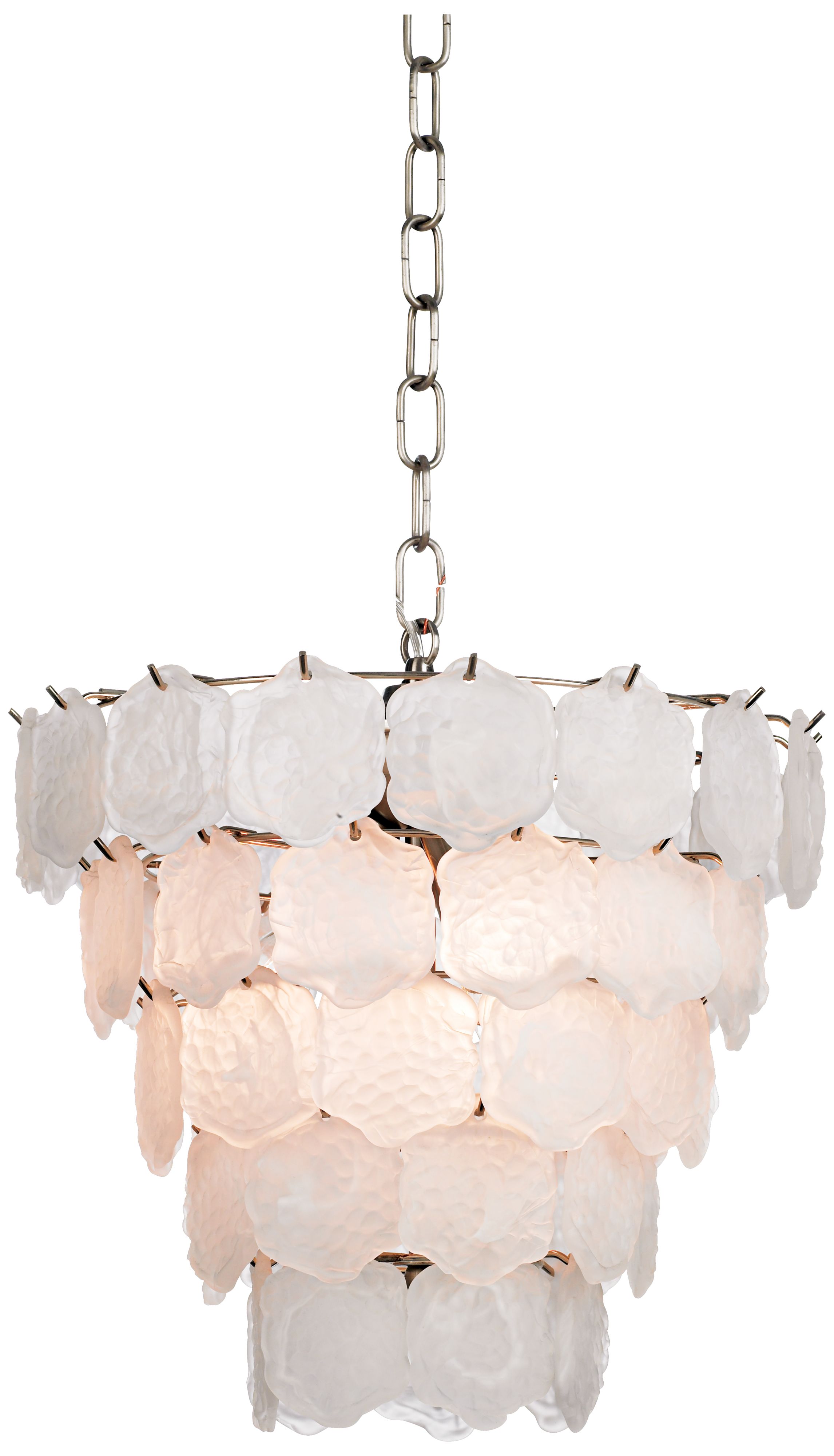 Capiz Style White Glass Chip 12" Wide Small Chandelier