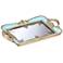 Capolla 13" Wide Turquoise and Gold Mirrored Tray