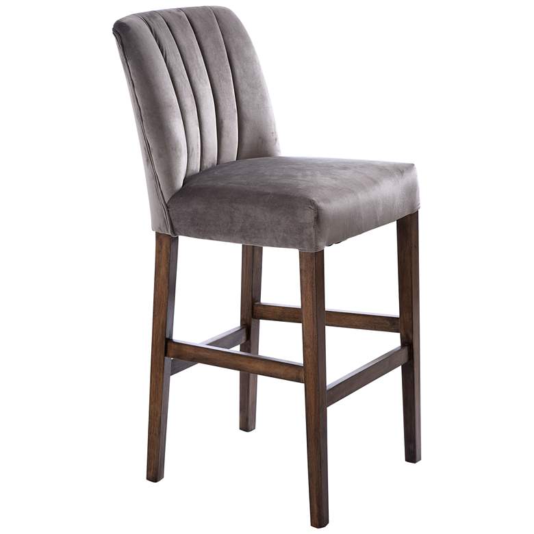 Image 1 Capp Gray Velvet Armless Bar Stool