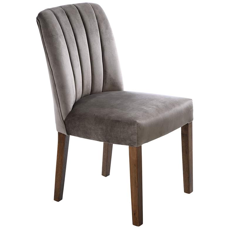 Image 1 Capp Gray Velvet Armless Dining Chair