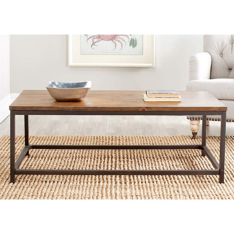 Image 2 Capper 48 inch Wide Oak Wood and Metal Legs Coffee Table more views
