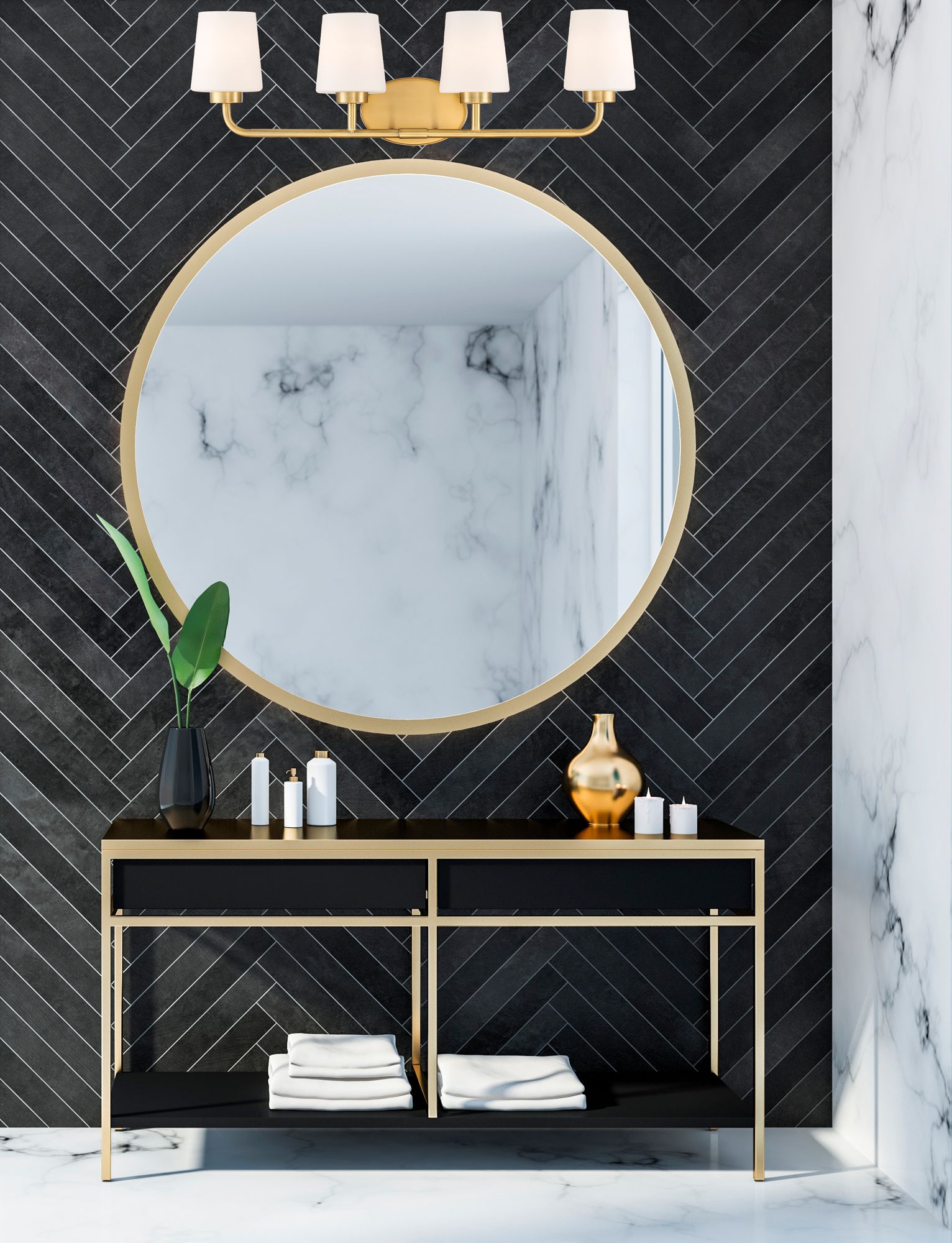 Image 6 Capra 4-Light Bathroom Vanity Light in Warm Brass more views