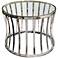 Capri 24" Wide Stainless Steel Open Drum Round Glass End Table