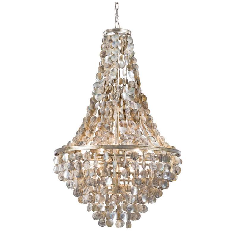 Image 1 Capri 25 1/2"W Silver Gold Abalone Shell 6-Light Chandelier