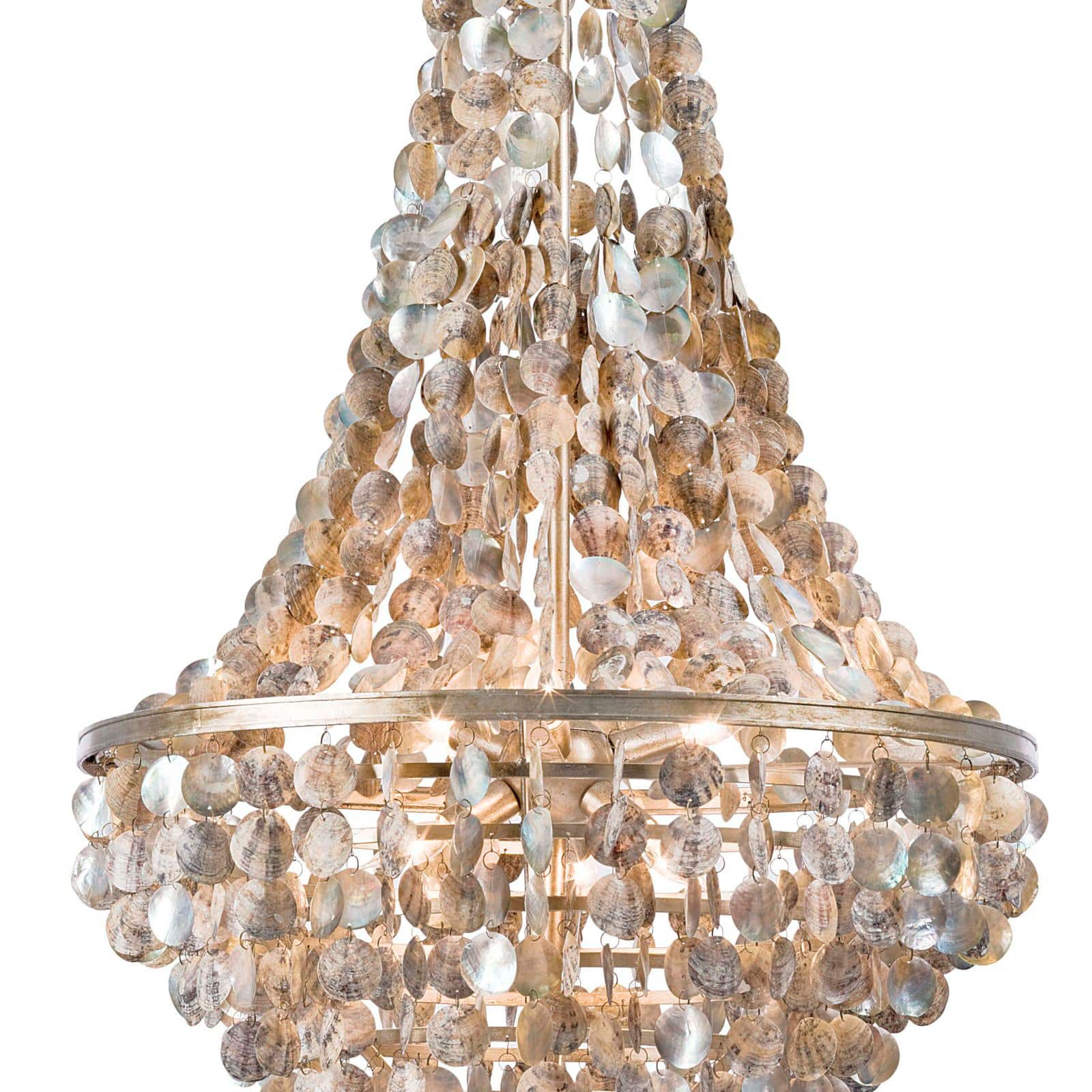 Image 3 Capri 25 1/2"W Silver Gold Abalone Shell 6-Light Chandelier more views