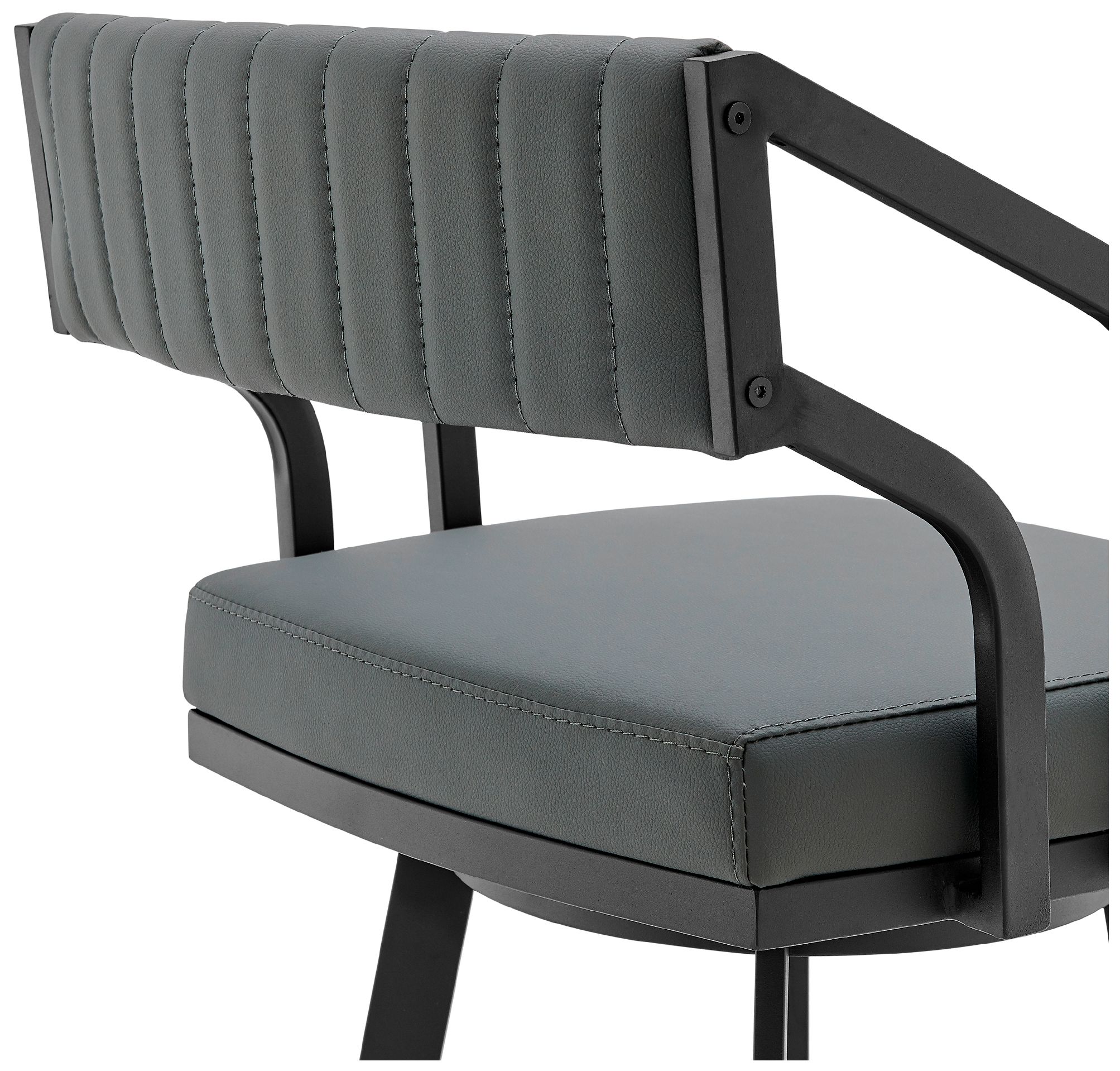 Image 6 Capri 26 in. Swivel Barstool in Black Powder Coated, Gray Faux Leather more views