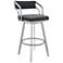Capri 26 in. Swivel Barstool in Brushed Stainless Steel, Gray Faux Leather
