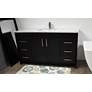 Capri 60" Wide Black 6-Drawer Marble Top Single Sink Vanity