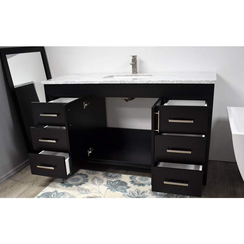 Image 5 Capri 60" Wide Black 6-Drawer Marble Top Single Sink Vanity more views