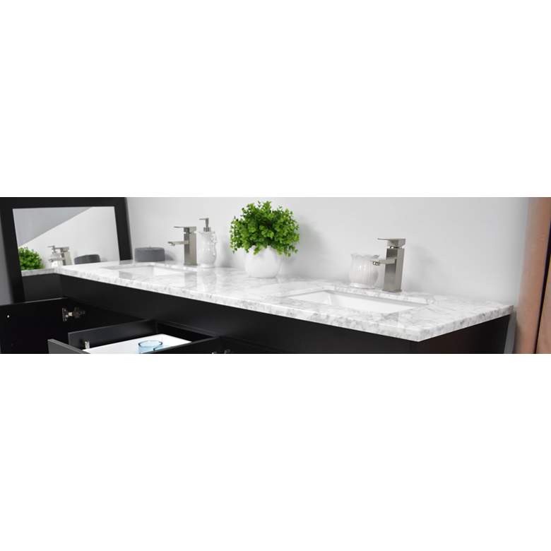 Image 2 Capri 60" Wide Black Marble Top 3-Drawer Double Sink Vanity more views