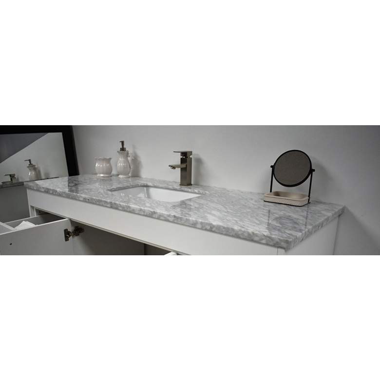 Image 2 Capri 60 inch Wide White 6-Drawer Marble Top Single Sink Vanity more views