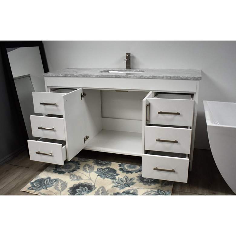 Image 5 Capri 60 inch Wide White 6-Drawer Marble Top Single Sink Vanity more views