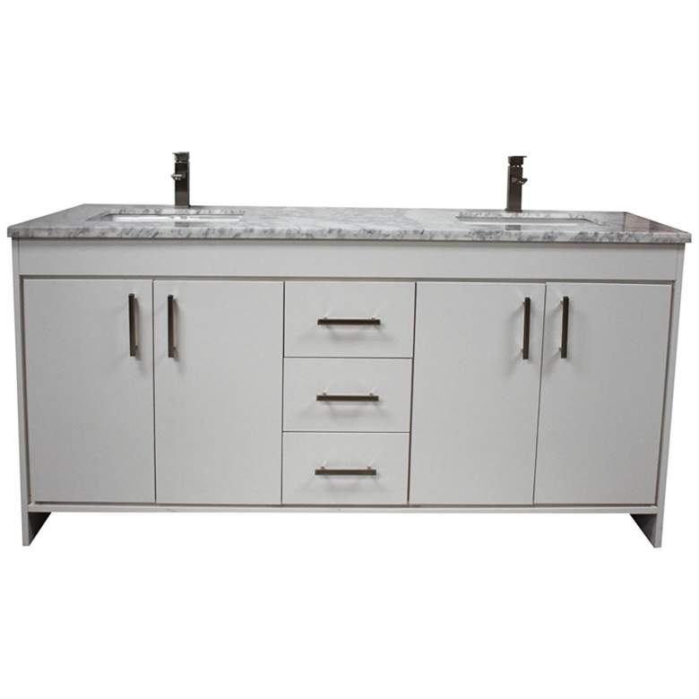 Image 1 Capri 60 inch Wide White Marble Top 3-Drawer Double Sink Vanity