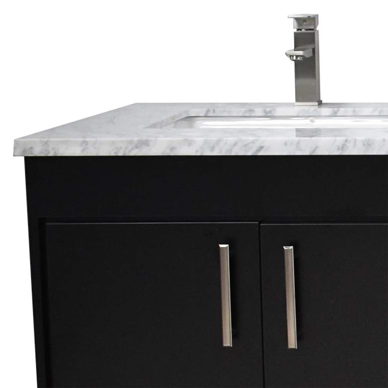 Image 2 Capri 72" Wide Black 3-Drawer Marble Top Double Sink Vanity more views