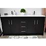 Capri 72" Wide Black 3-Drawer Marble Top Double Sink Vanity