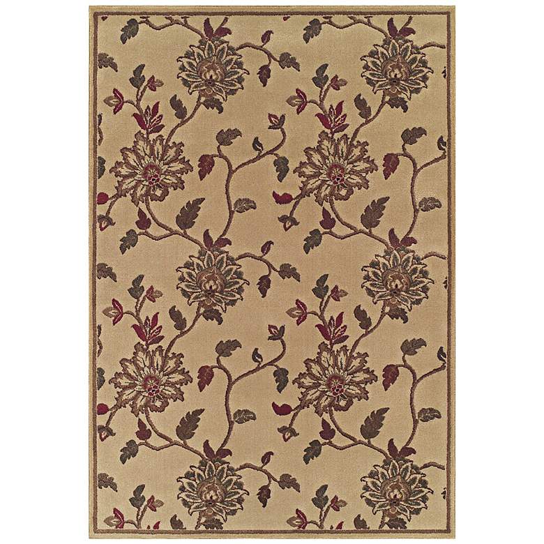 Image 1 Capri Collection Floral Vine 5&#39;3 inchx7&#39;7 inch Ivory Area Rug