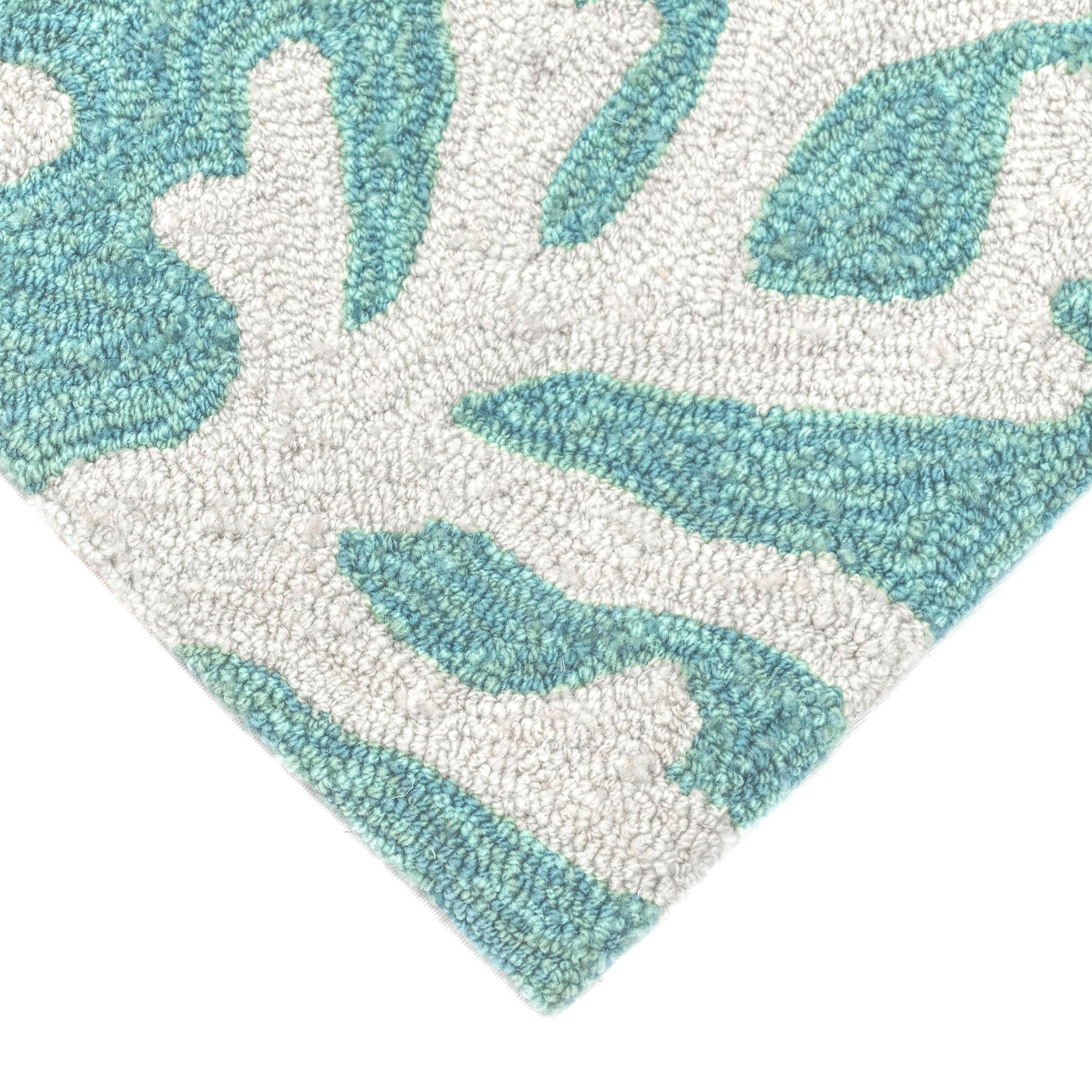 Thumbnail3 of Capri Coral Border 162004 1'8"x2'6" Aqua Outdoor Area Rug more views