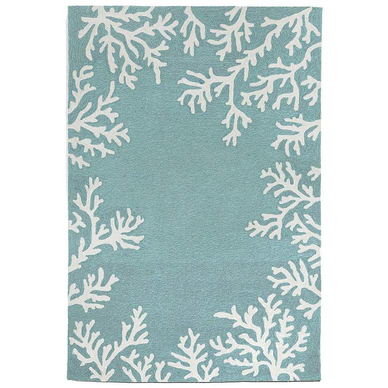 Image 2 Capri Coral Border 162004 5'x7'6" Aqua Outdoor Area Rug
