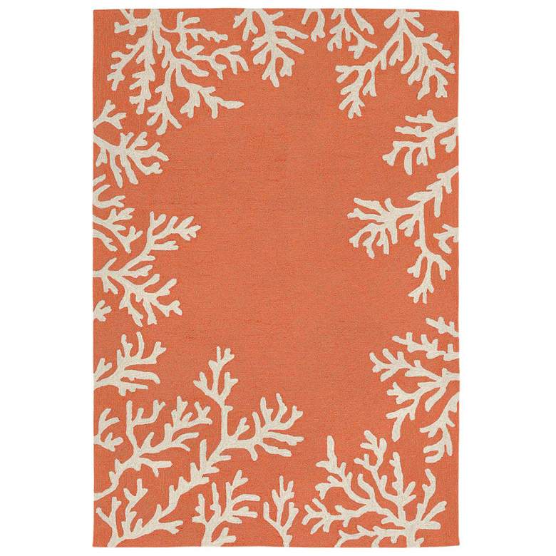 Image 2 Capri Coral Border 162017 5&#39;x7&#39;6 inch Orange Outdoor Area Rug