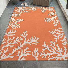 Image1 of Capri Coral Border 162017 5'x7'6" Orange Outdoor Area Rug